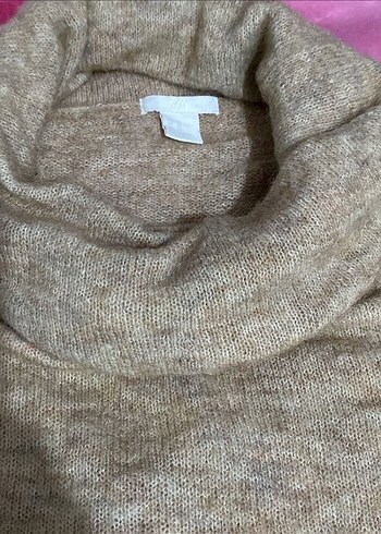 Bej Kadın Boğazlı Triko Kazak - Görsel 3