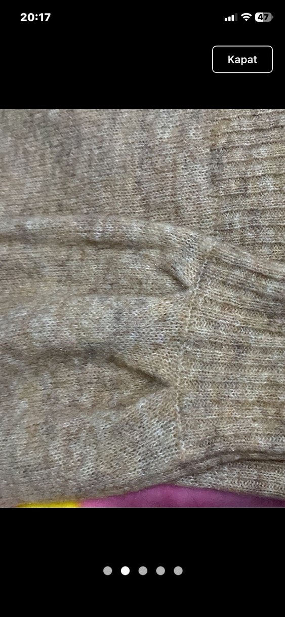 Bej Kadın Boğazlı Triko Kazak - Görsel 2