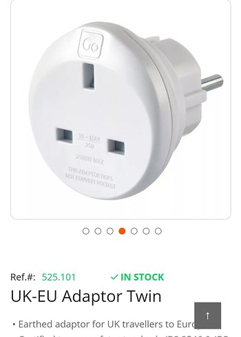 Beyaz Seyahat Adaptörü UK-EU çiftli paket,Yeni - Görsel 3