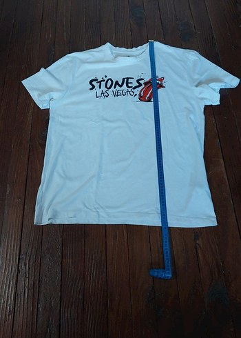 Rolling Stones Las Vegas Beyaz Baskılı Erkek Tişört,L beden. - Görsel 6