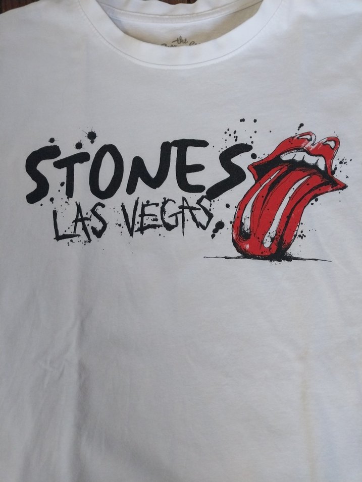 Rolling Stones Las Vegas Beyaz Baskılı Erkek Tişört,L beden. - Görsel 3