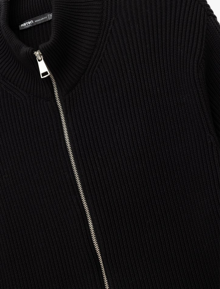 Siyah Fermuarlı Erkek Sweatshirt - Görsel 3