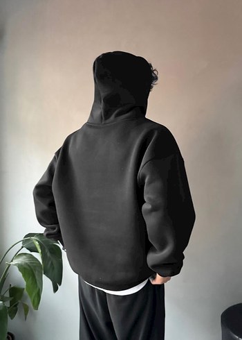 Erkek Siyah Rahat Kesim Sweatshirt - Görsel 2