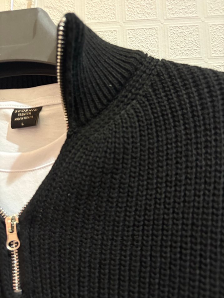 Yarım Fermuarlı Siyah Triko Kazak - Görsel 3