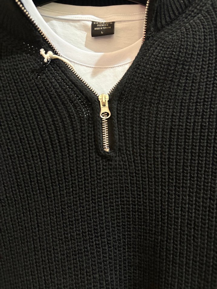 Yarım Fermuarlı Siyah Triko Kazak - Görsel 2