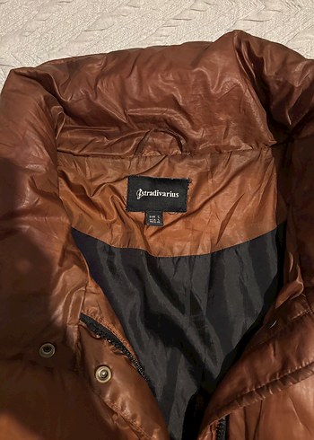 Stradivarius Kahverengi Deri Kadın Kışlık Mont - Görsel 3