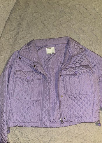 BERSHKA Lila Kadın Midi Ceket - Görsel 4