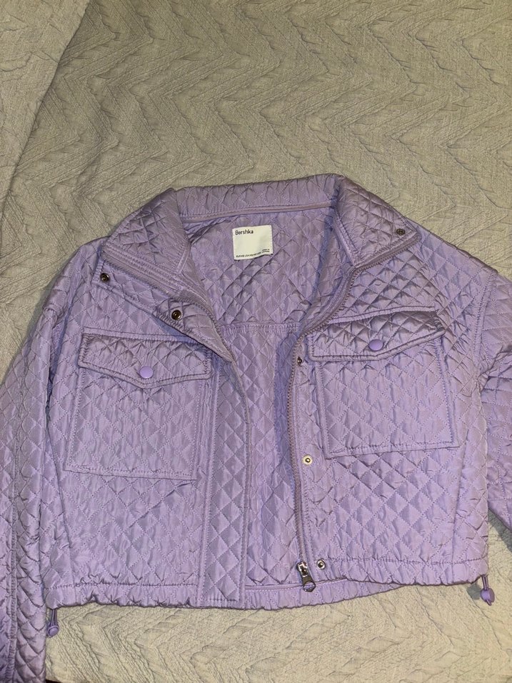 BERSHKA Lila Kadın Midi Ceket - Görsel 4