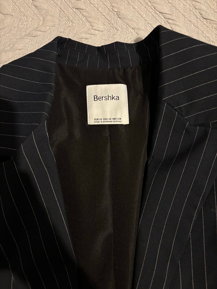 BERSHKA Düğmeli Çizgili Kadın Blazer Ceket - Görsel 2