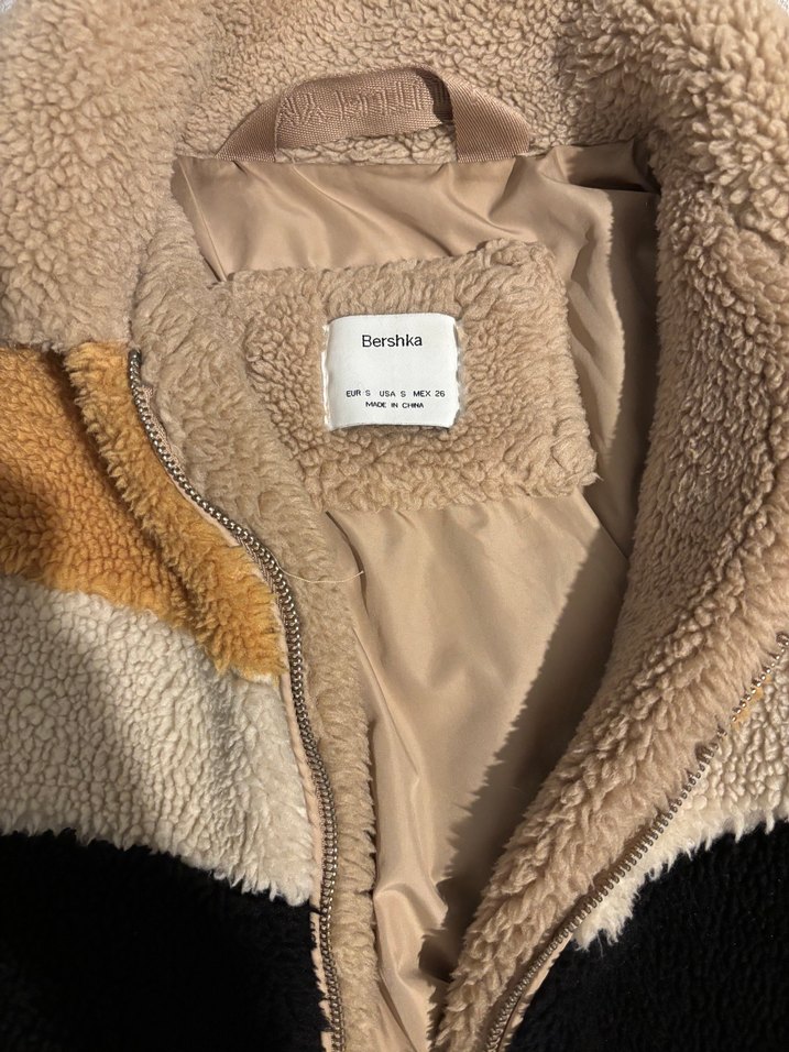 BERSHKA Kahverengi Kürklü Rahat Kadın Ceket - Görsel 3