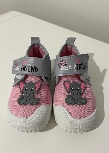 Kız Çocuk Pembe Fil Desenli Cırt Cırtlı Spor Ayakkabı