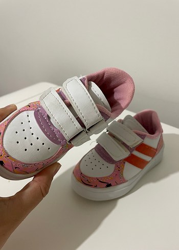 Adidas Kız Çocuk Pembe Batik Desenli Cırtcırtlı Spor Ayakkabı