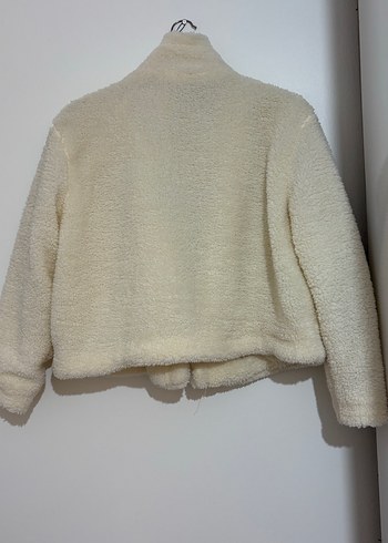 Düğmeli Beyaz Rahat Kadın Ceket - Görsel 2