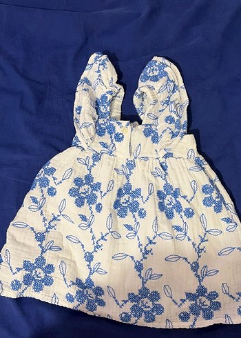 Zara Mavi Nakışlı Kolsuz Bohem Kız Elbisesi - Görsel 4