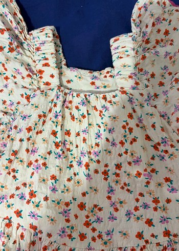 Çiçek Desenli Kolsuz Fırfırlı Kız Elbisesi - Görsel 2