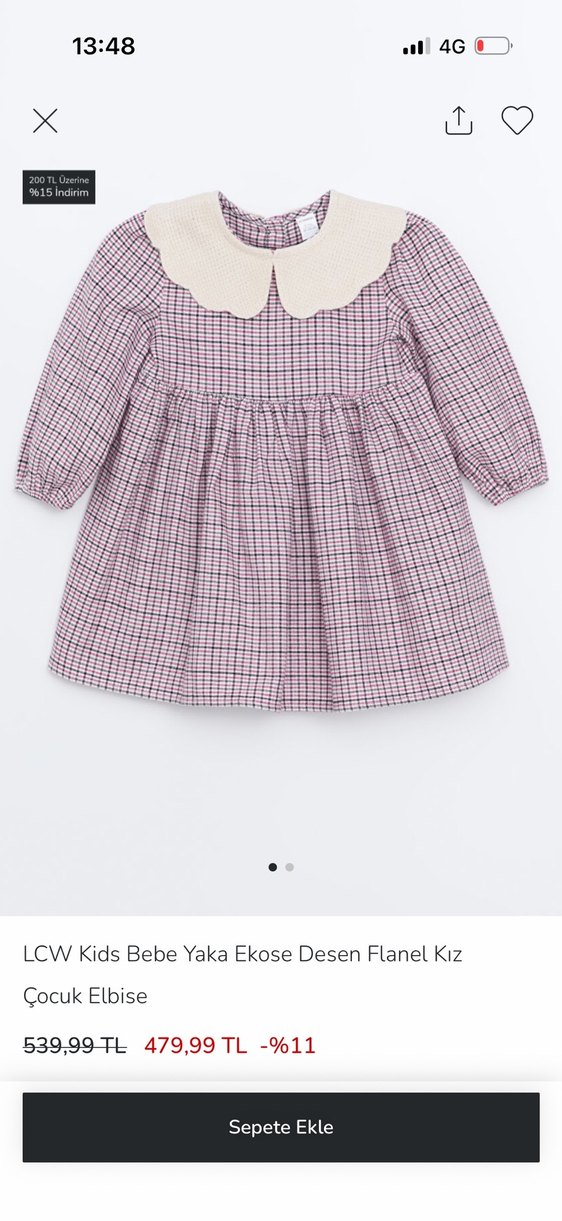 Bebe yaka kız bebek elbise - Görsel 4