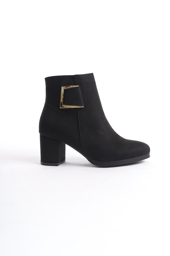 Siyah Süet Tokalı Blok Topuklu Kadın Bot - Görsel 5