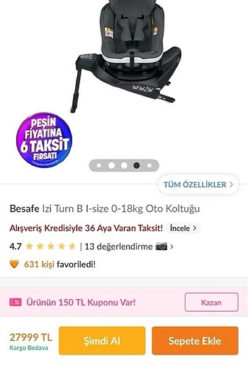 Diğer Beden siyah Renk BeSafe iZi Turn i-Size Isofix 0-18 kg Oto Koltuğu