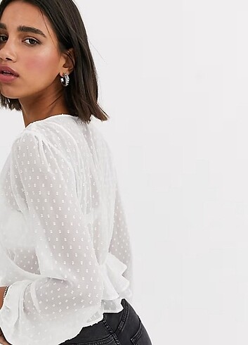 Bershka Bershka Ekru Puantiyeli Bluz