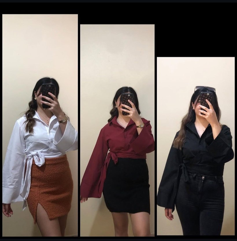 Kemerli Siyah Denim Kadın Gömlek - Görsel 3