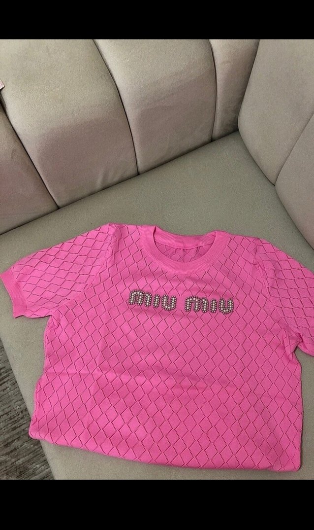 Pembe Kısa Kollu Fitilli Kadın Tişört - Görsel 2