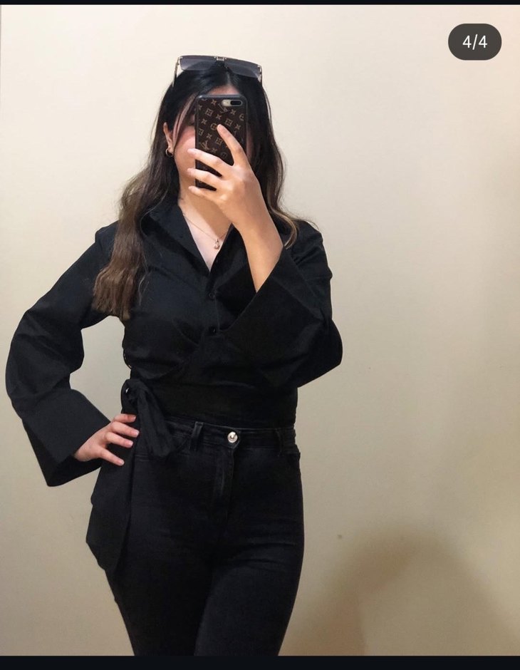 Siyah Denim Kemerli Gömlek - Görsel 2