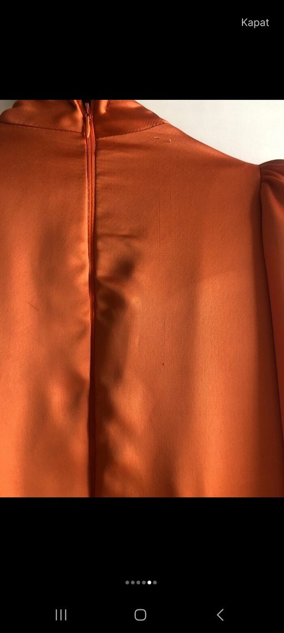 Drapeli Uzun Kollu Kahverengi Kadın Elbise - Görsel 5