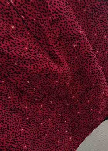 Bordo V Yaka Drapeli Midi Elbise - Görsel 5