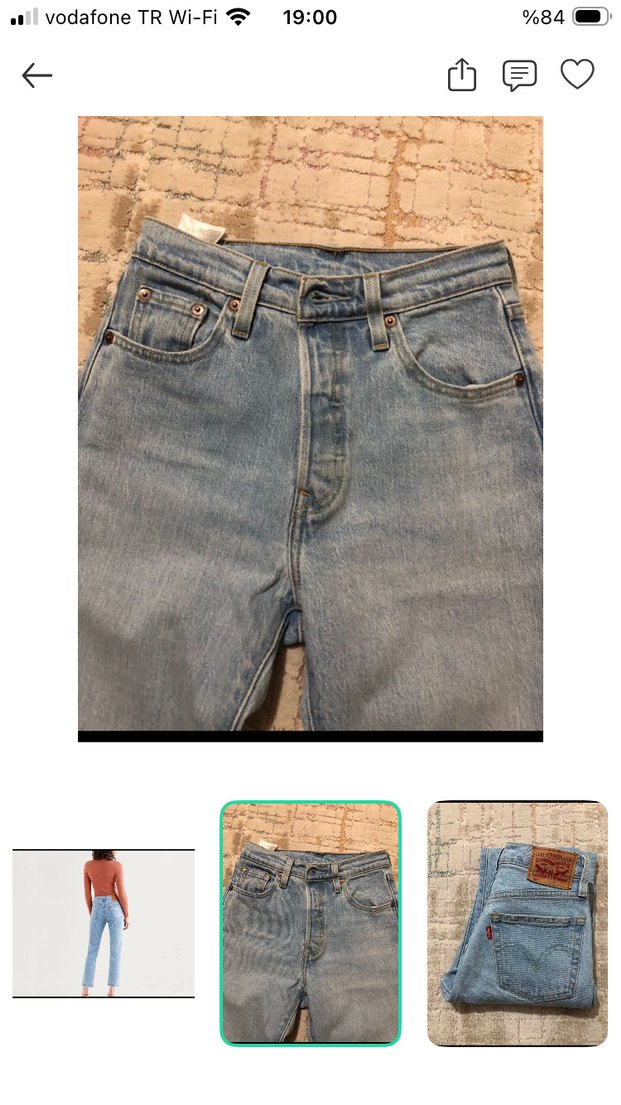 Levis  501 Açık Mavi Yüksek Bel Denim Jean — görsel 3/5