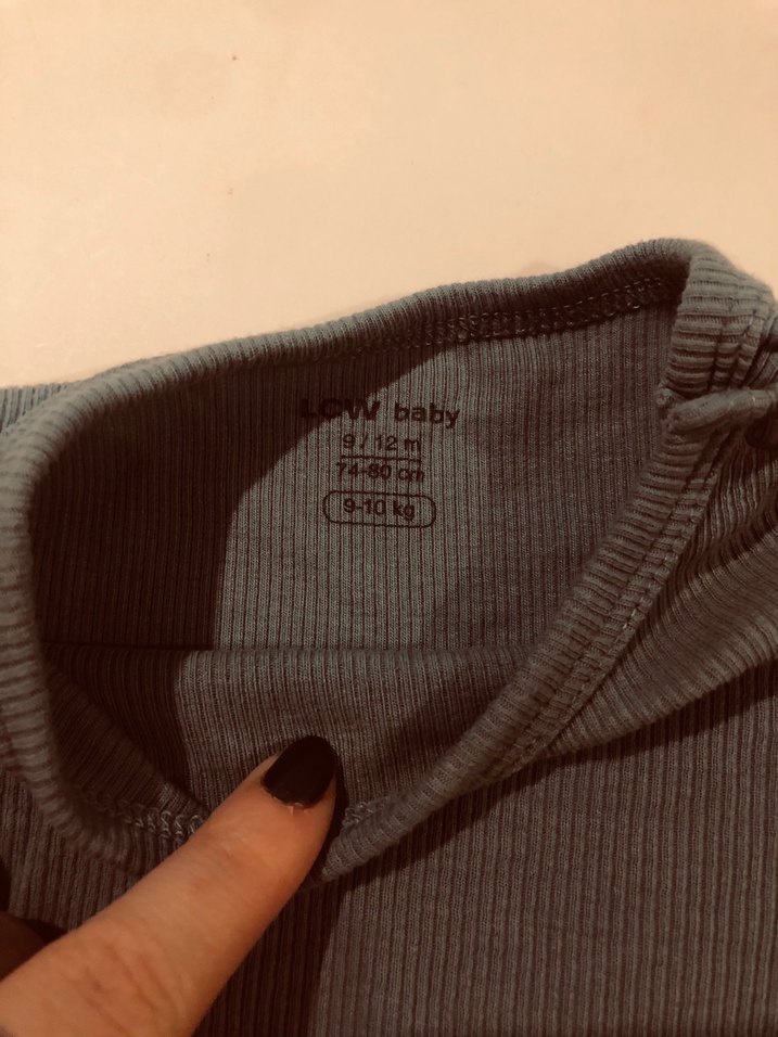 Koyu mavi Uzun Kollu Bebek Çıtçıtlı Body 9-12 ay - Görsel 2