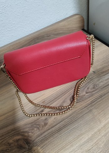 Kırmızı Deri Zincir Detaylı Kadın Çanta - Görsel 7