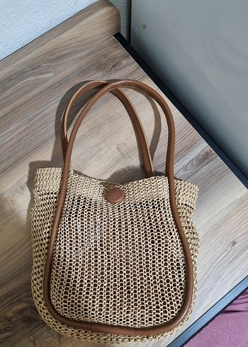 Bej Deri Detaylı Bohem Kadın Çanta - Görsel 4