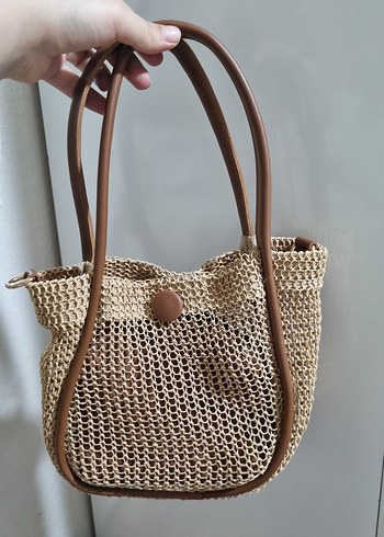 Bej Deri Detaylı Bohem Kadın Çanta - Görsel 2