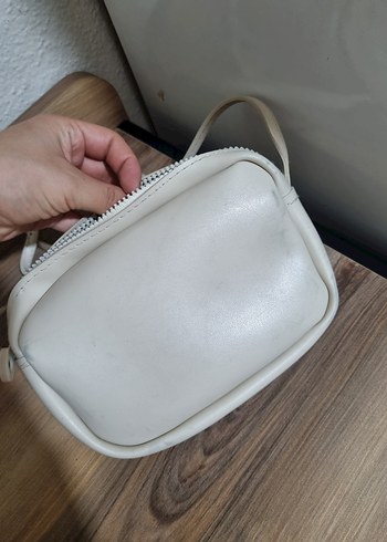 Beyaz Deri Kadın Çapraz Çanta - Görsel 6