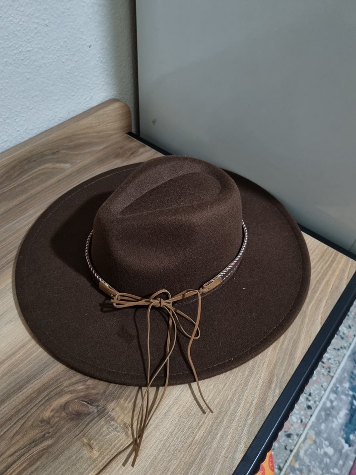 Kahverengi Süet Bohem Kadın Şapka - Görsel 3