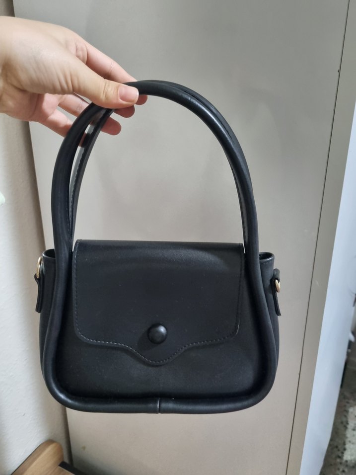 Siyah Deri Kadın El Çanta - Görsel 3