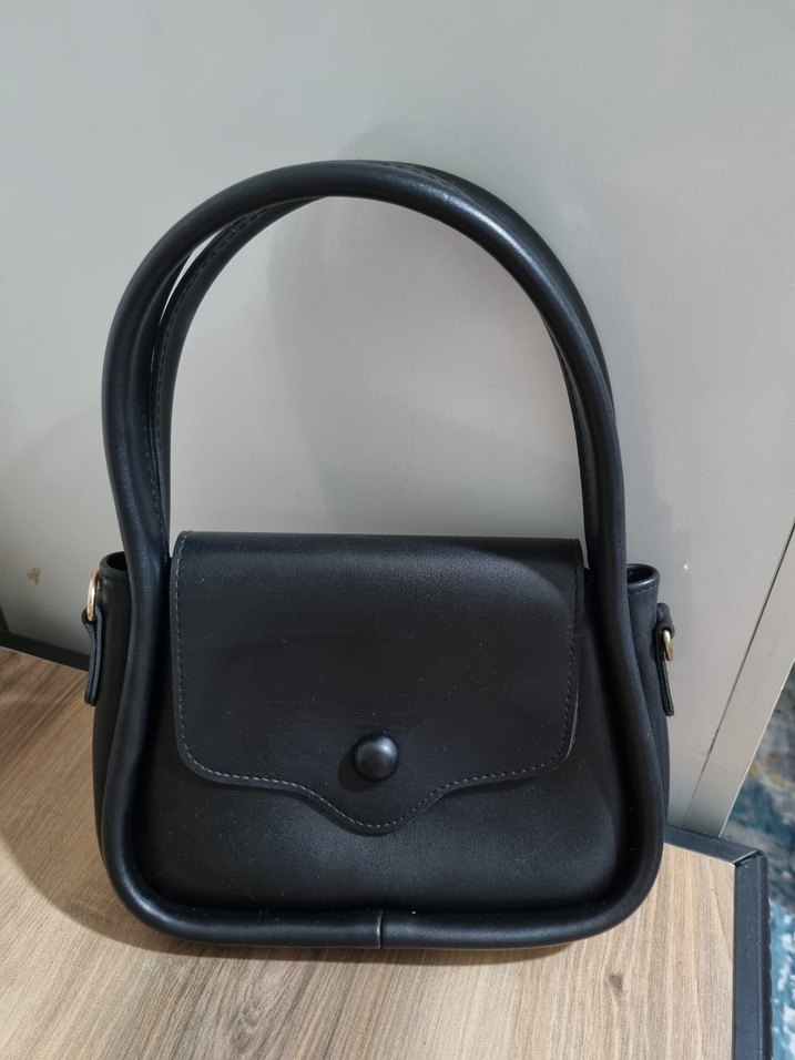 Siyah Deri Kadın El Çanta - Görsel 2