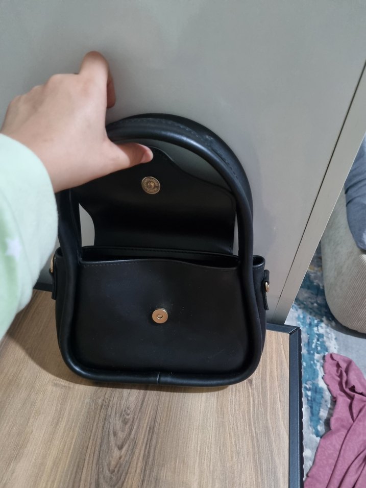 Siyah Deri Kadın El Çanta - Görsel 5