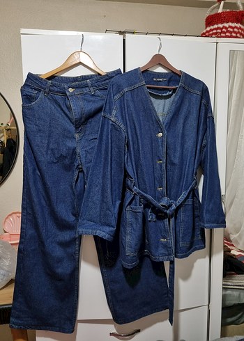 Kemerli Lacivert Denim Kadın Takım - Görsel 2