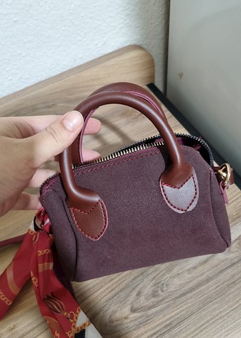 Bordo Süet Kadın Çanta - Parisian Stili - Görsel 5