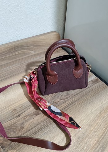 Bordo Süet Kadın Çanta - Parisian Stili - Görsel 2