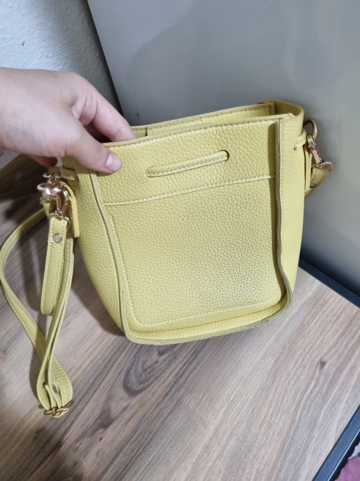 Sarı Minimalist Deri Kadın Çanta KOTON - Görsel 4