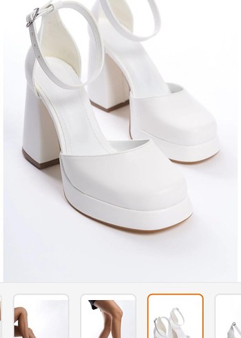 Beyaz Platform Topuklu Kadın Abiye Ayakkabı - Görsel 4