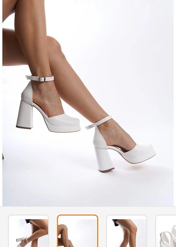 Beyaz Platform Topuklu Kadın Abiye Ayakkabı - Görsel 2