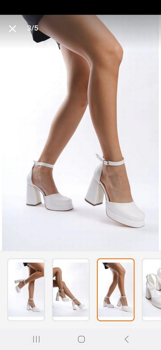 Beyaz Platform Topuklu Kadın Abiye Ayakkabı - Görsel 3