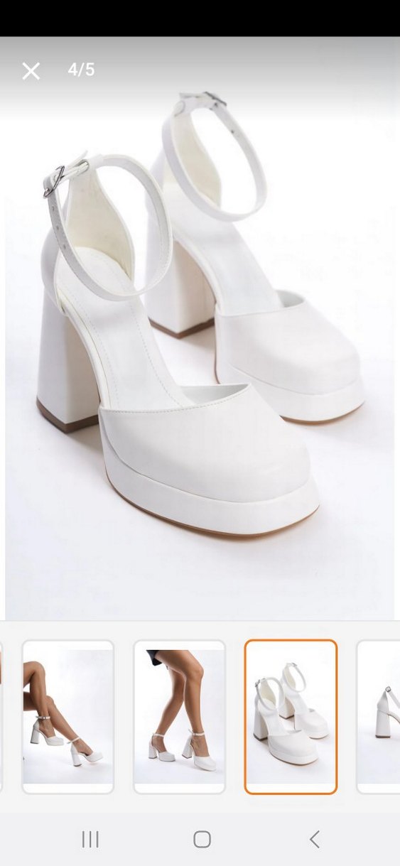 Beyaz Platform Topuklu Kadın Abiye Ayakkabı - Görsel 4