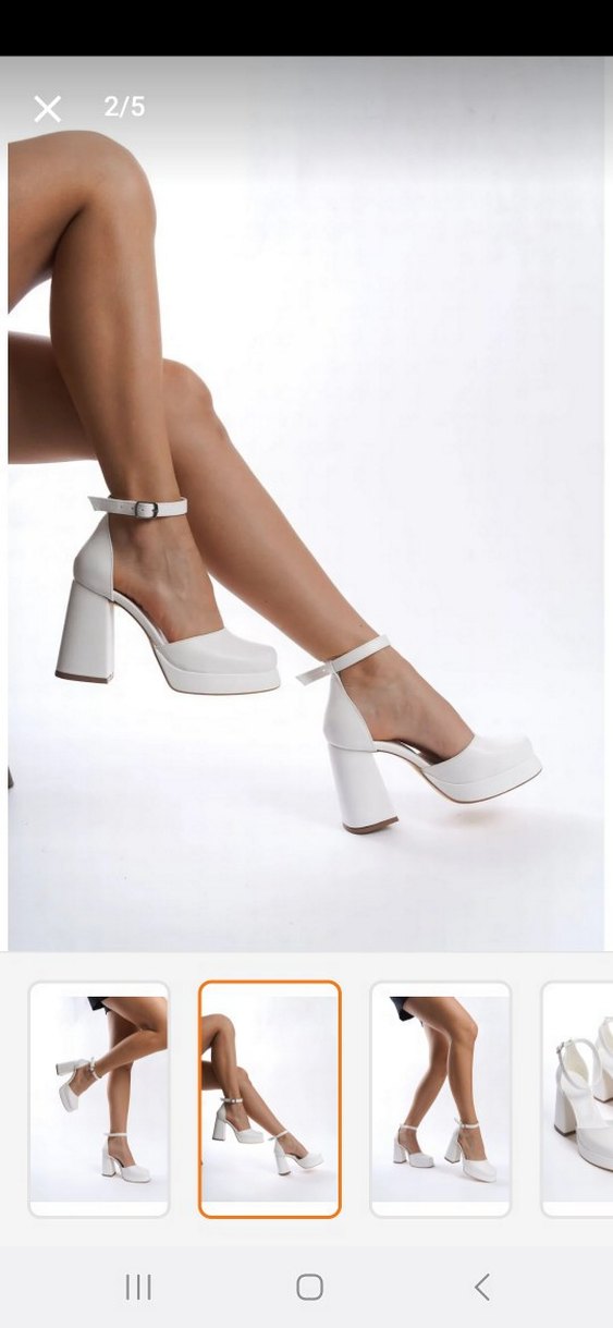 Beyaz Platform Topuklu Kadın Abiye Ayakkabı - Görsel 2