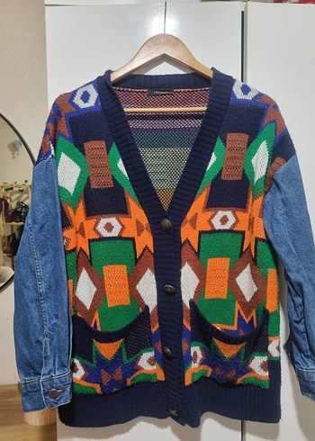 Desenli Bohem Kadın Kot Hırka - Görsel 5