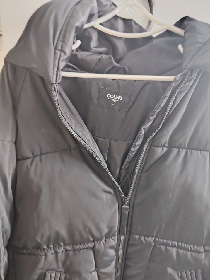 Siyah Mini Kapüşonlu Fermuarlı Kışlık Kadın Mont - Görsel 3