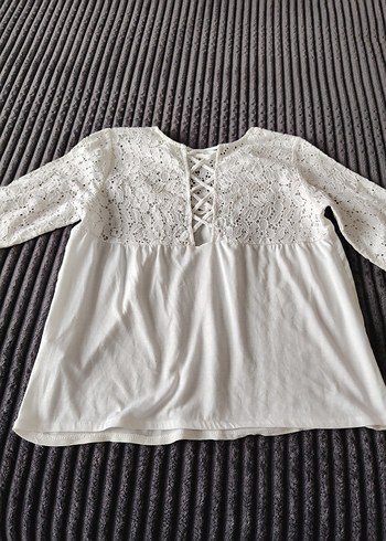 Dantel Detaylı Beyaz Kadın Bluz - Görsel 5
